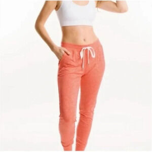 Zyia Active Unwind Joggers Lounge Pants Tangerine Orange Pull On Pockets Coral